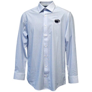 men's long sleeve button down dress shirt with embroidered Penn State Athletic Logo on left chest